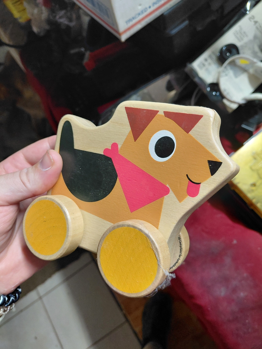 EverEarth PBS Kids Animal Wooden Push Along Toy shaped like a dog